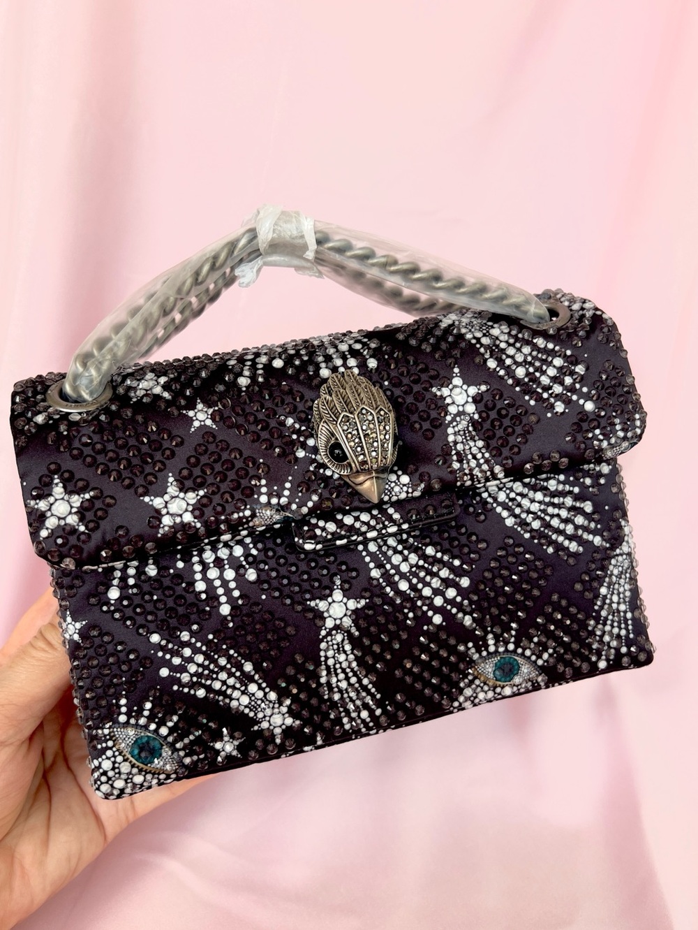 KURT GEIGER Mini Shooting star Evil eye SATIN CRYSTALS Crossbody Shoulder bag